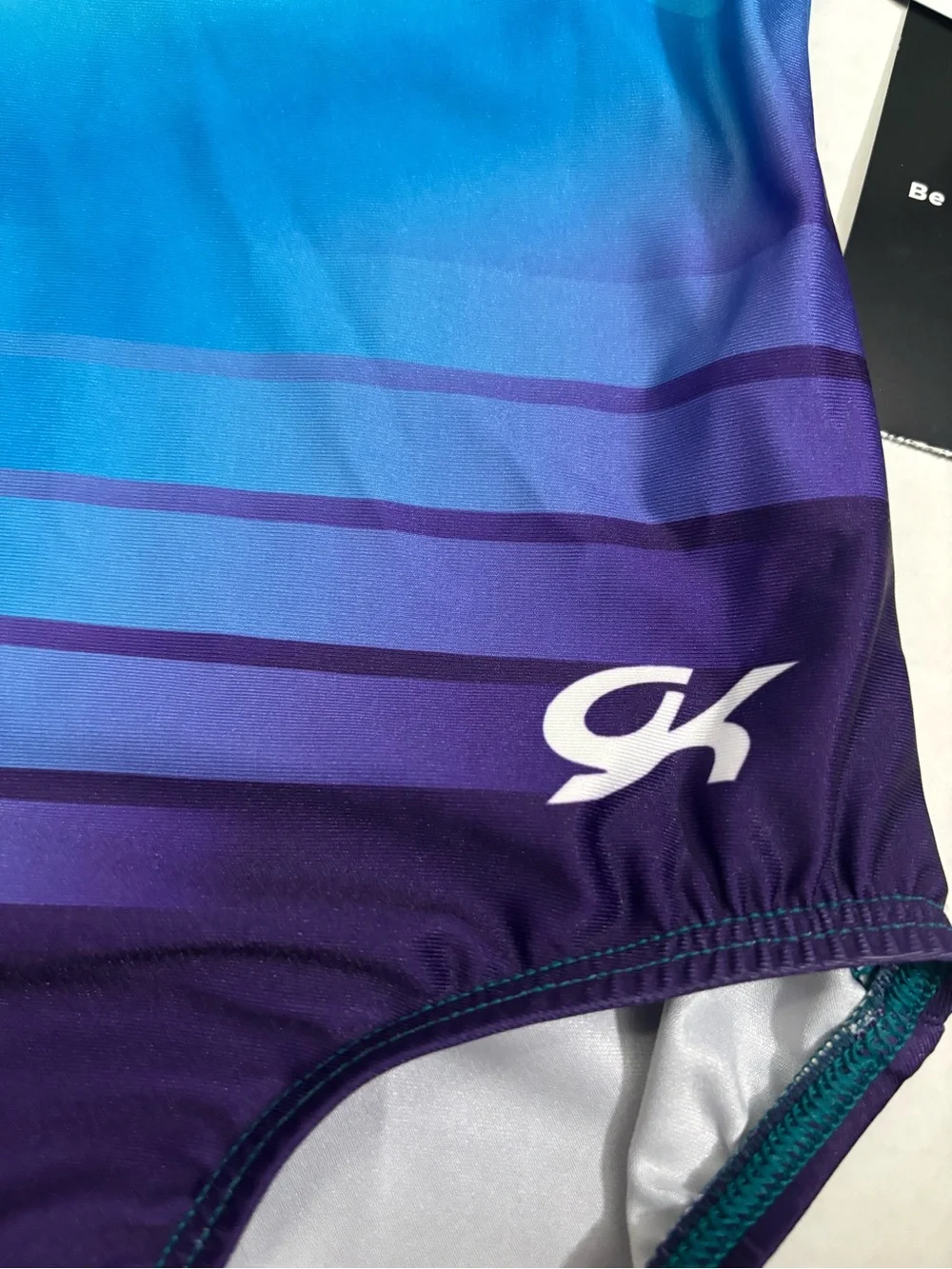 New! GK Gymnastics Leotard + Scrunchie Elite Sportswear Purple/teal adult/kid - Picture 2 of 6